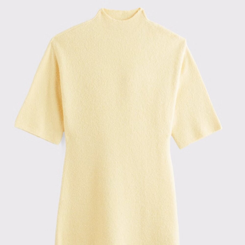 A&F Short-Sleeve Boucle Mini Sweater Dress